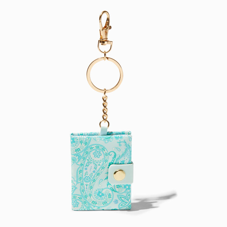 Blue Paisley Print Mini Notebook Keychain,