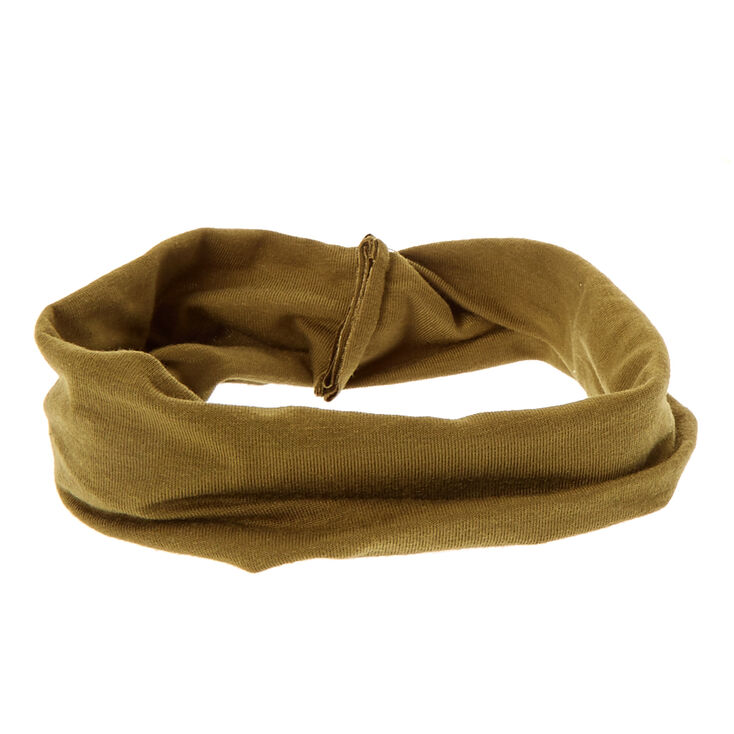 Olive Green Knotted Jersey Headwrap,