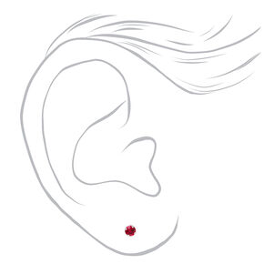 14kt White Gold 3mm July Ruby Crystal Ear Piercing Kit with Ear Care Solution,