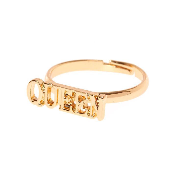 Gold-Tone QUEEN Adjustable Ring,