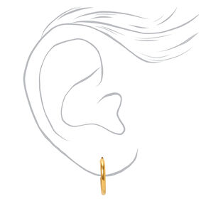 Gold Titanium 12MM Sleek Hoop Earrings,