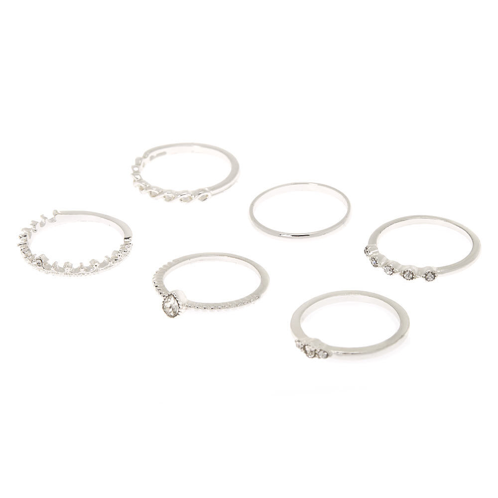 Silver Delicate Rings 6 Pack Icing US