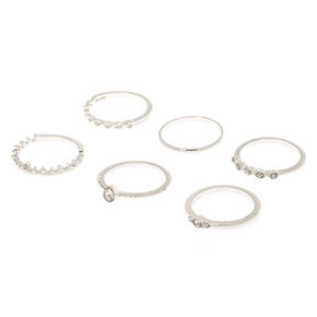 Silver Delicate Rings - 6 Pack,