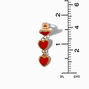 Gold 1.5&quot; Ornate Heart Linear Drop Clip-On Earrings,