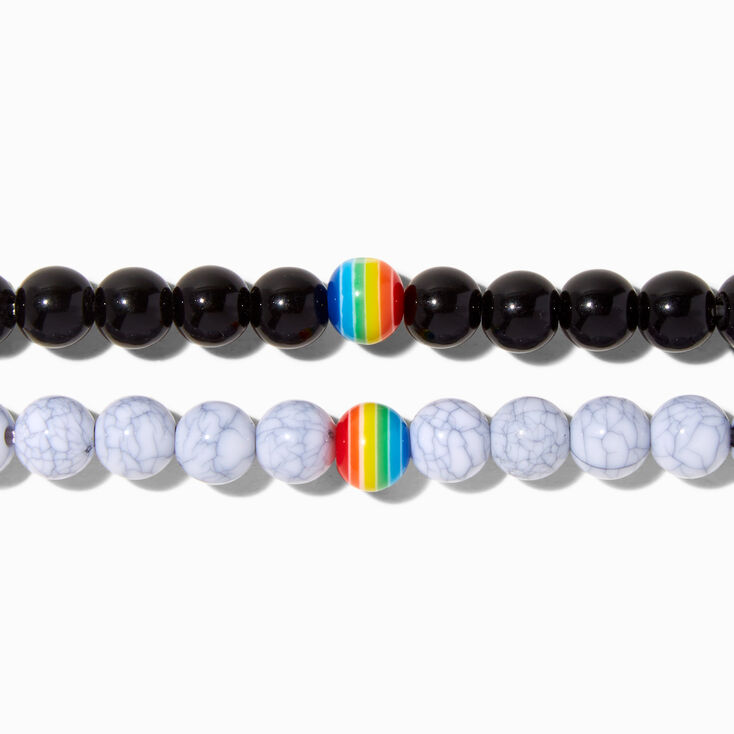 Marble Beaded Rainbow Stretch Bracelet Set - 2 Pack