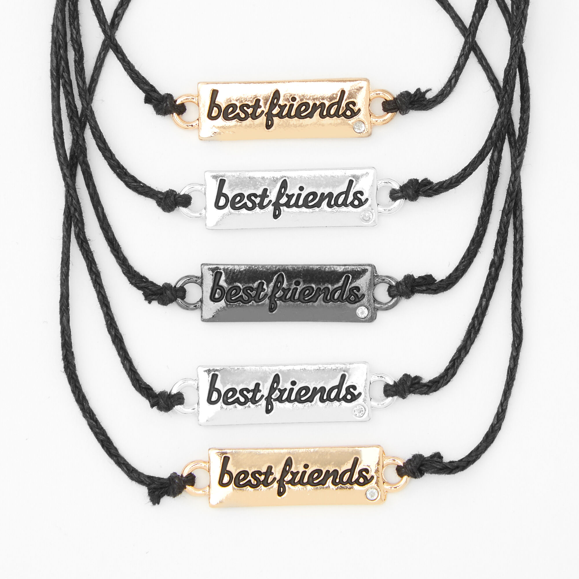 Mixed Metal Script Plated Adjustable Friendship Bracelets  5 Pack  Icing  US