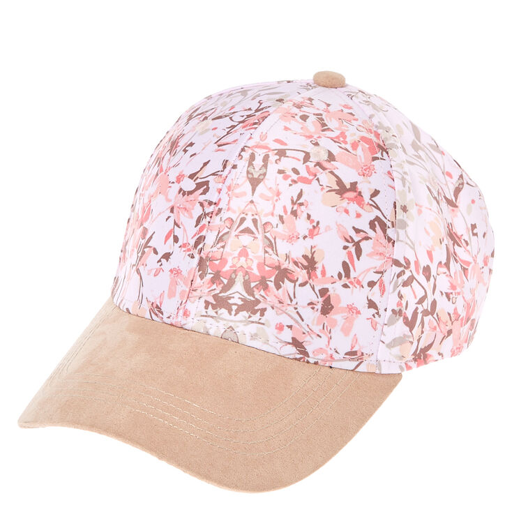 Pink Floral Satin Baseball Cap,