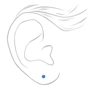 14kt White Gold 3mm September Sapphire Crystal Studs Ear Piercing Kit with Ear Care Solution,