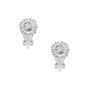 Silver Cubic Zirconia Round Clip-On Stud Earrings - 7MM,