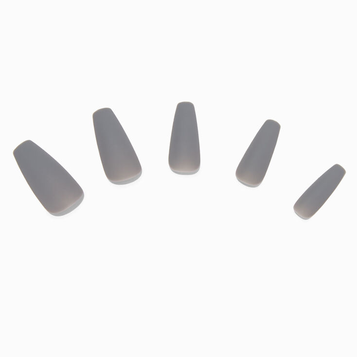 Matte Gray Squareletto Vegan Faux Nail Set - 24 Pack,
