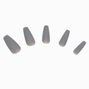 Matte Gray Squareletto Vegan Faux Nail Set - 24 Pack,