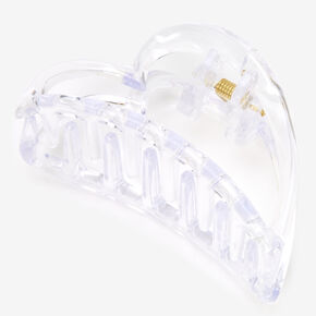 Transparent Medium Heart Hair Claw - White,