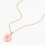 Gold Framed Flower Pendant Necklace - Pink,