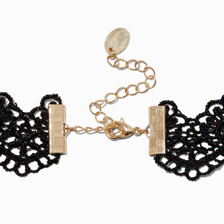 Black Zig Zag Flower Lace Choker Necklace,