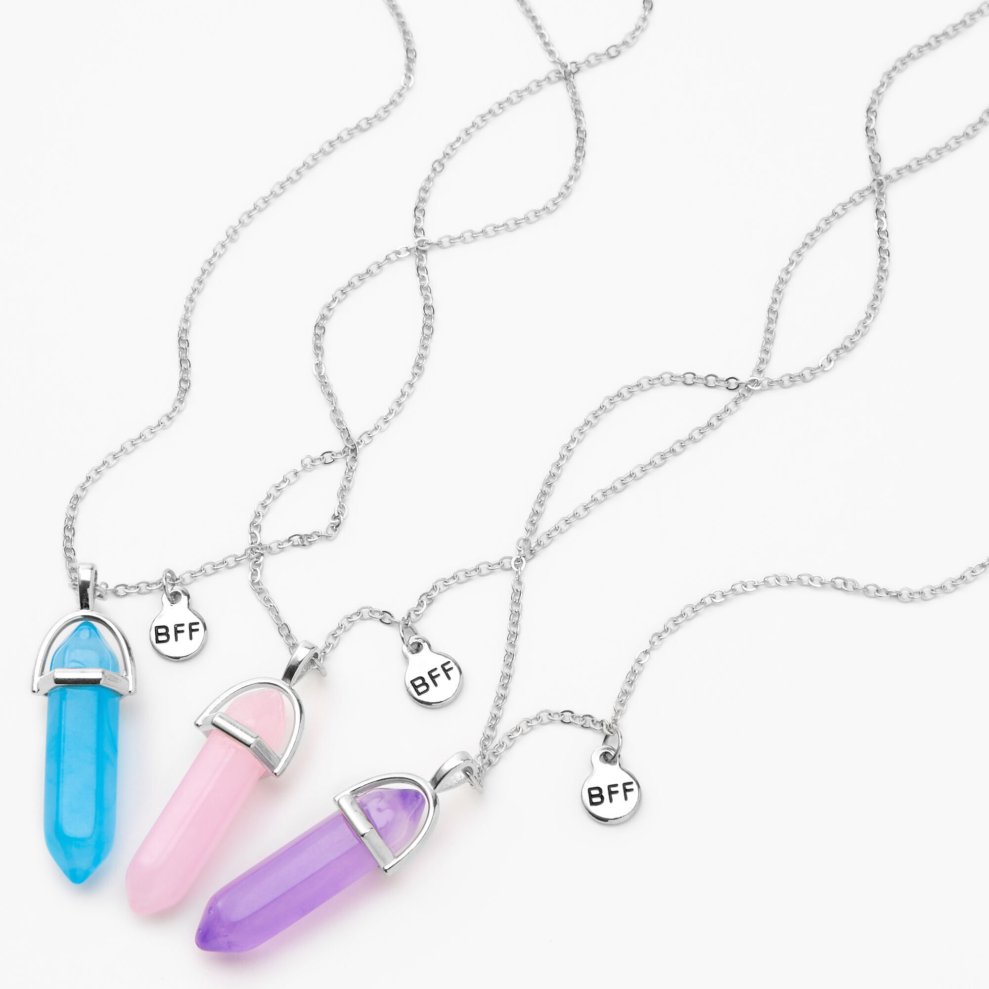 Silver Best Friends Mystical Gem Pendant Necklaces - 3 Pack | Icing Us