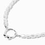 Silver Bull Ring Pendant Pearl Necklace,
