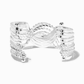 Silver-tone Extended Length Woven Cuff Bracelet,