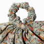 Green Floral Pleated Hair Scrunchie Scarf,