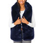 Faux Fur Hooded Vest - Navy,