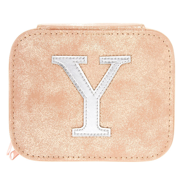 Blush Pink "Y" Initial Jewelry Case,