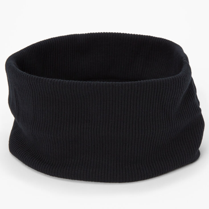 Black Flat Ribbed Headwrap,