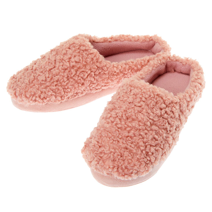 Mongolian Faux Fur Slippers - Pink,