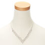 Silver Glass Rhinestone Scalloped Leaf Jewelry Set - 2 Pack,