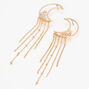 Gold 4" Moon Chain Drop Earrings,