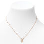 Gold-tone Half Stone Initial Pendant Necklace - K,