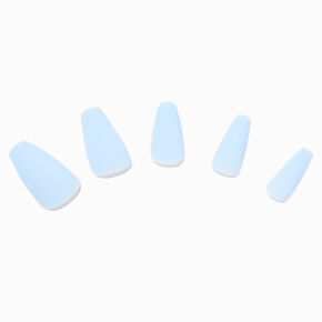 Pastel Matte Blue Squareletto Faux Nail Set - 24 Pack,