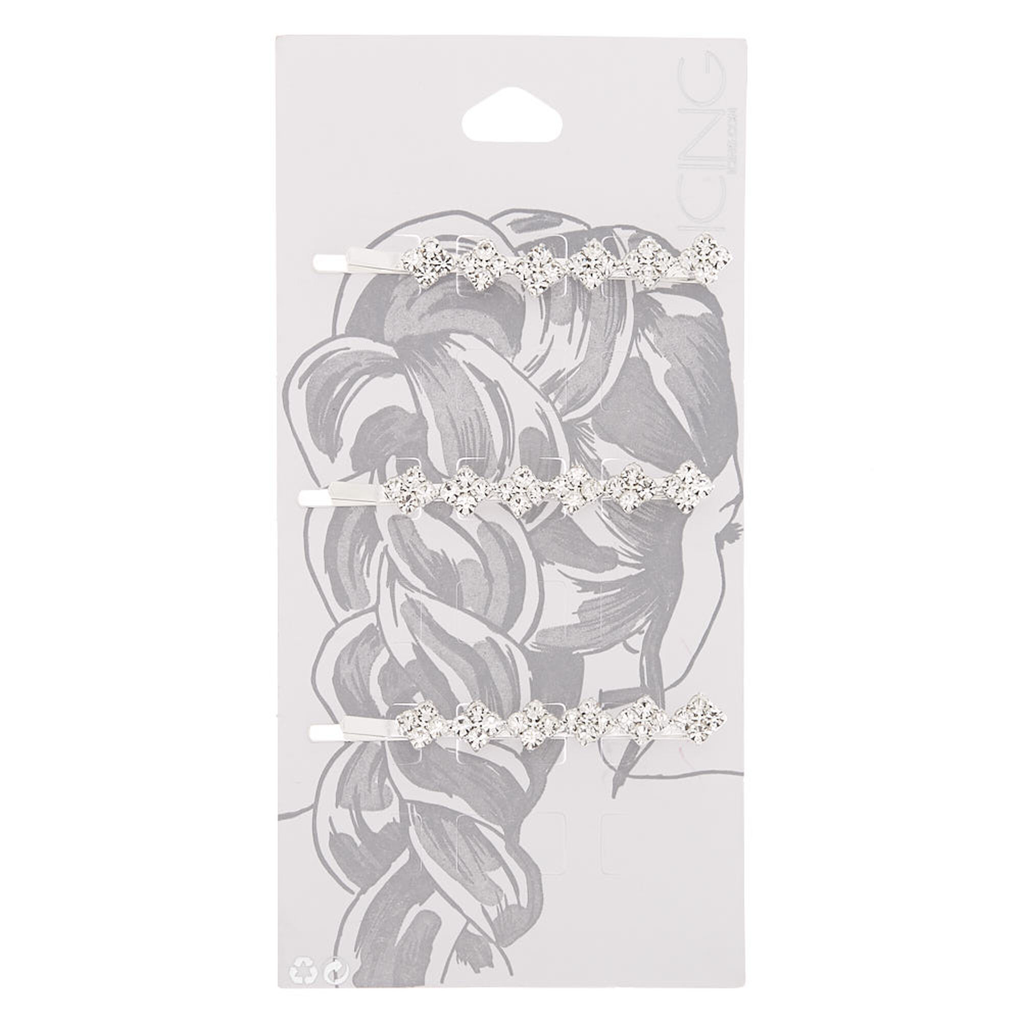Silver Rhinestone Diamond Bobby Pins 3 Pack Icing Us