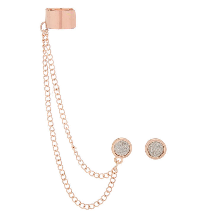 Rose Gold Glitter Connector Earrings,