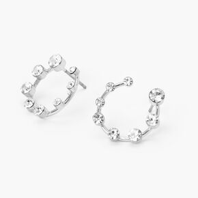 Silver Open Circle Embellished Stud Earrings,