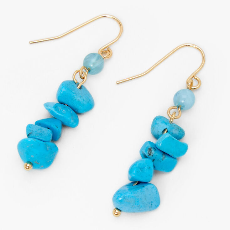 Gold 1.5&quot; Turquoise Stone Linear Drop Earrings,