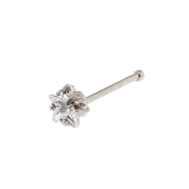 Sterling Silver Cubic Zirconia Star Nose Stud,