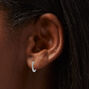 Sterling Silver 8MM Cubic Zirconia Pav&eacute; Clicker Hoop Earrings,
