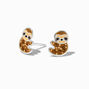 Sterling Silver Crystal Sloth Stud Earrings,