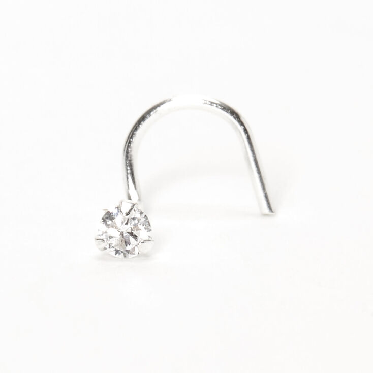 Silver 2MM Cubic Zirconia Stone Nose Stud,