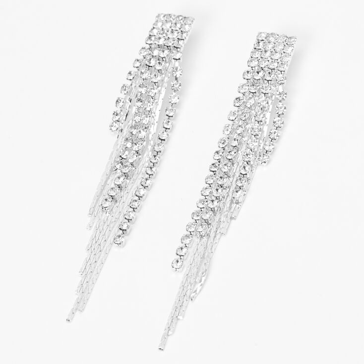 Silver 3" Linear Drop Earrings | Icing US