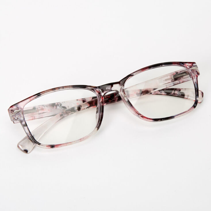 Transparent Ink Blot Rectangle Clear Lens Frames - Purple,