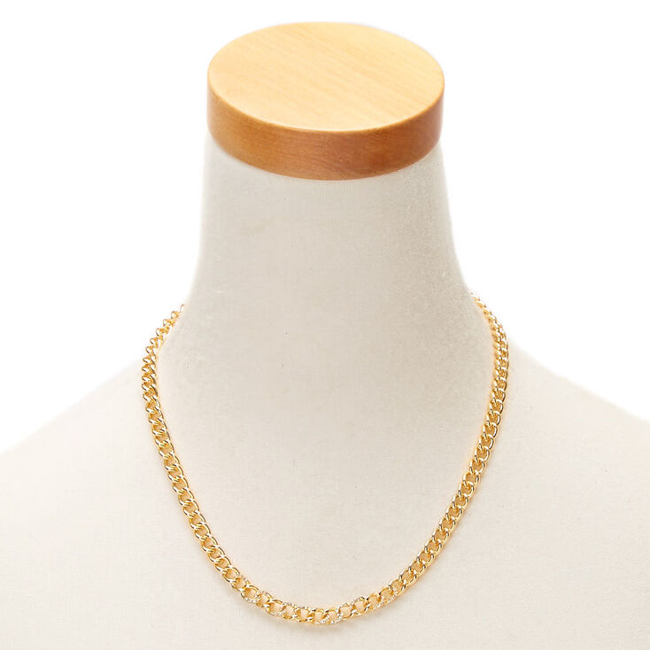 Gold Embellished Mini Chain Link Necklace,
