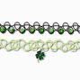 Silver &amp; Black Shamrock Mixed Choker Necklaces - 2 Pack,