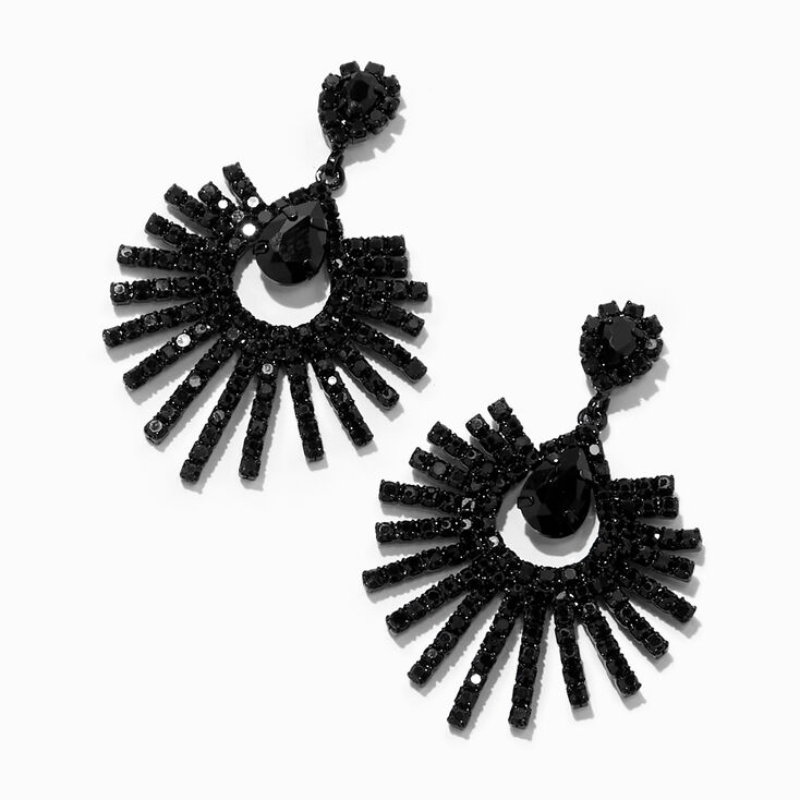 Black 1&quot; Rhinestone Chandelier Drop Earrings,