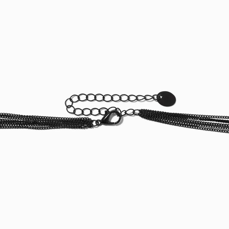 Black Spiked Multi Chain Choker Necklace,
