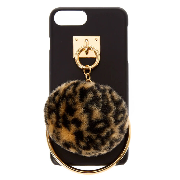 Leopard Pom Pom & Ring Phone Case,
