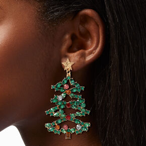 Christmas Tree Stone Drop Earrings,