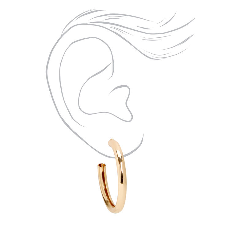 Gold Graduated Tube Hoop Earrings - 3 Pack,