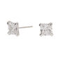 Sterling Silver Cubic Zirconia Rectangle Stud Earrings - 3MM,