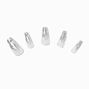 Silver Flame Squareletto Vegan Faux Nail Set - 24 Pack,