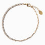 Gold Half Cubic Zirconia Paperclip Chain Anklet,